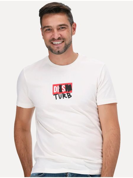 Camiseta Diesel Masculina T-Diegos-B10 Disturb Branca