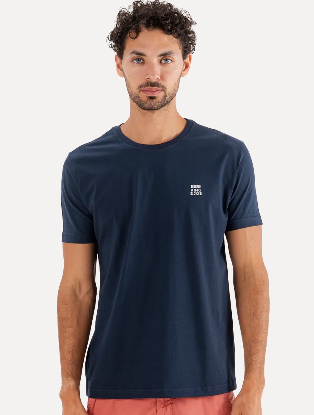 Camiseta King & Joe Masculina Slim Basic Light Logo Azul Marinho