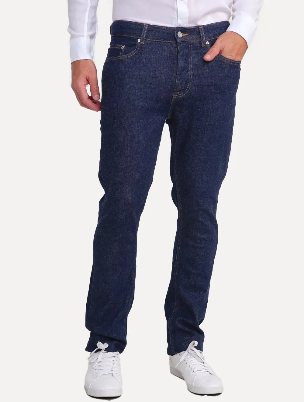 Calça Lacoste Jeans Masculina Slim Fit Cotton Denim Stretch Azul Escuro
