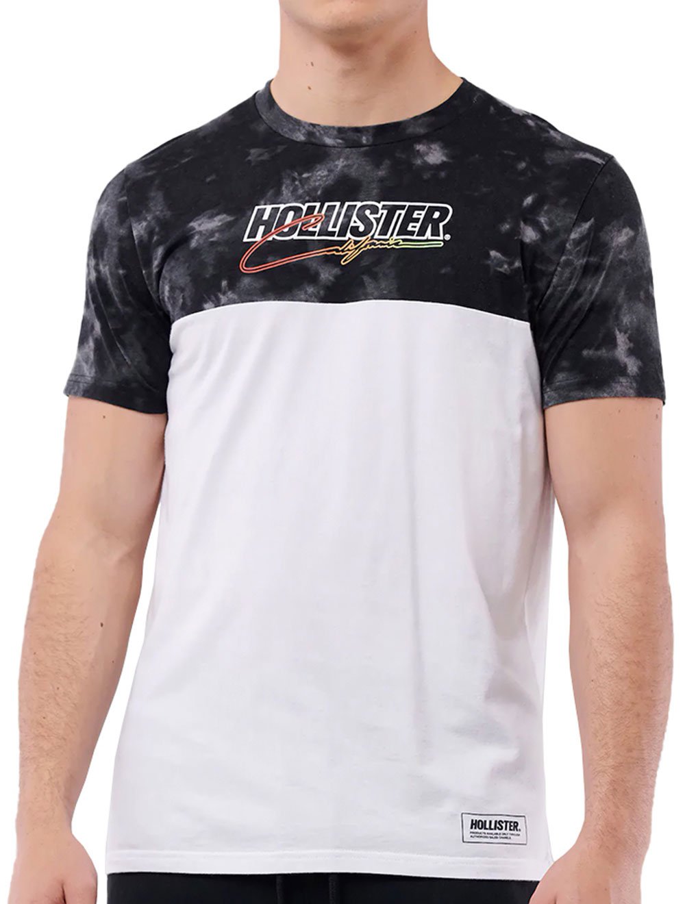 Camiseta Hollister Masculina Duo Gradient Logo Preta e Branca