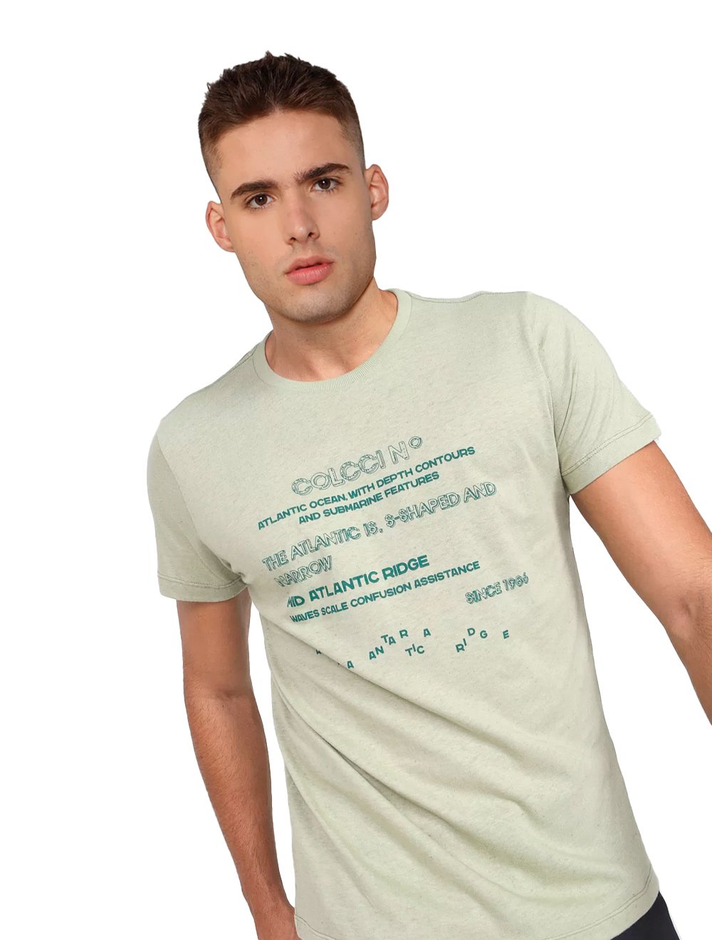 Camiseta Colcci Masculina Linho Atlantic Ocean Verde Claro