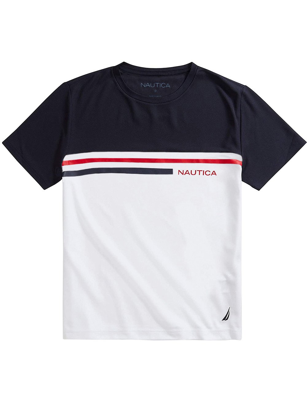 Camiseta Nautica Masculina Colorblock Marinho e Branca