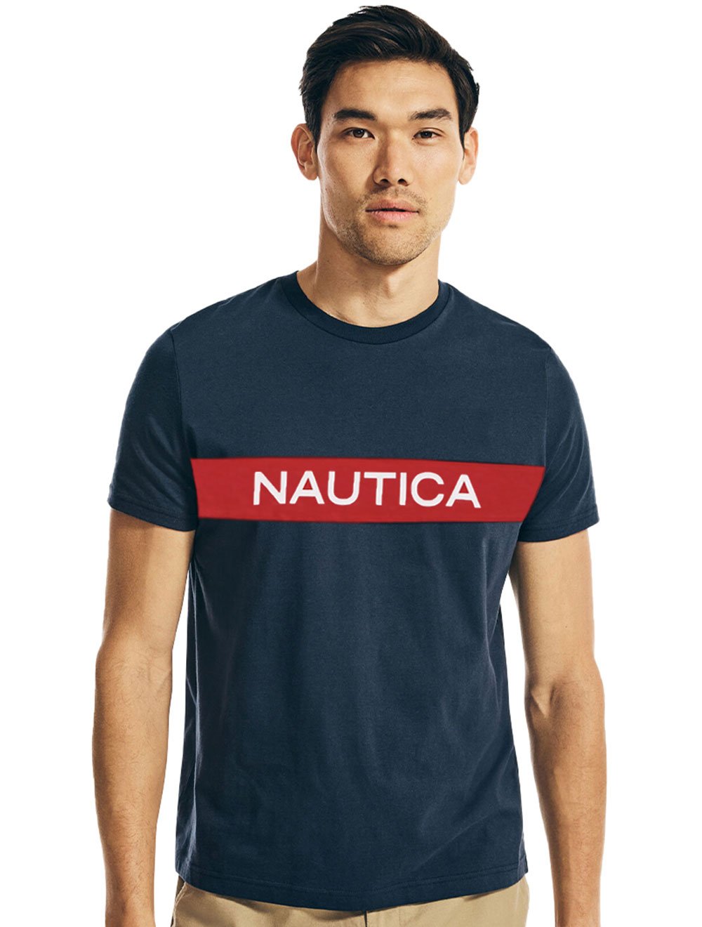 Camiseta Nautica Masculina Brand Box Azul Marinho - Azul