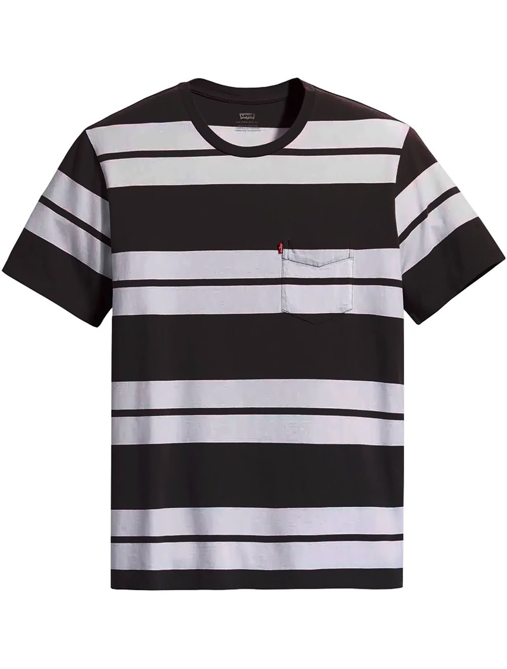Camiseta Levis Masculina Classic Pocket Striped Grafite e Branco