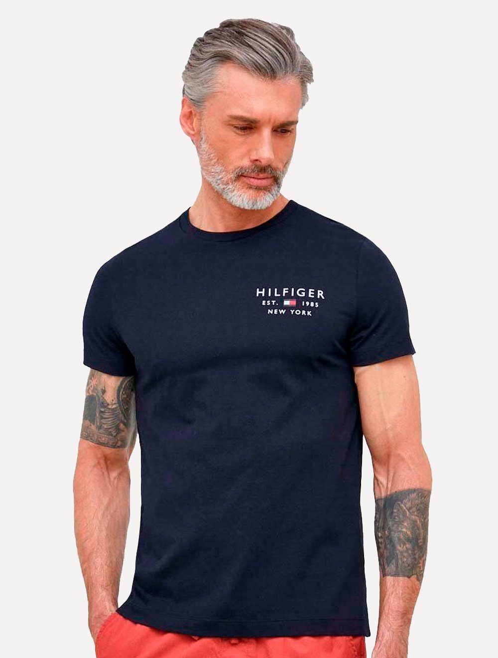 Camiseta Tommy Hilfiger Masculina Brand Love Small Logo Azul