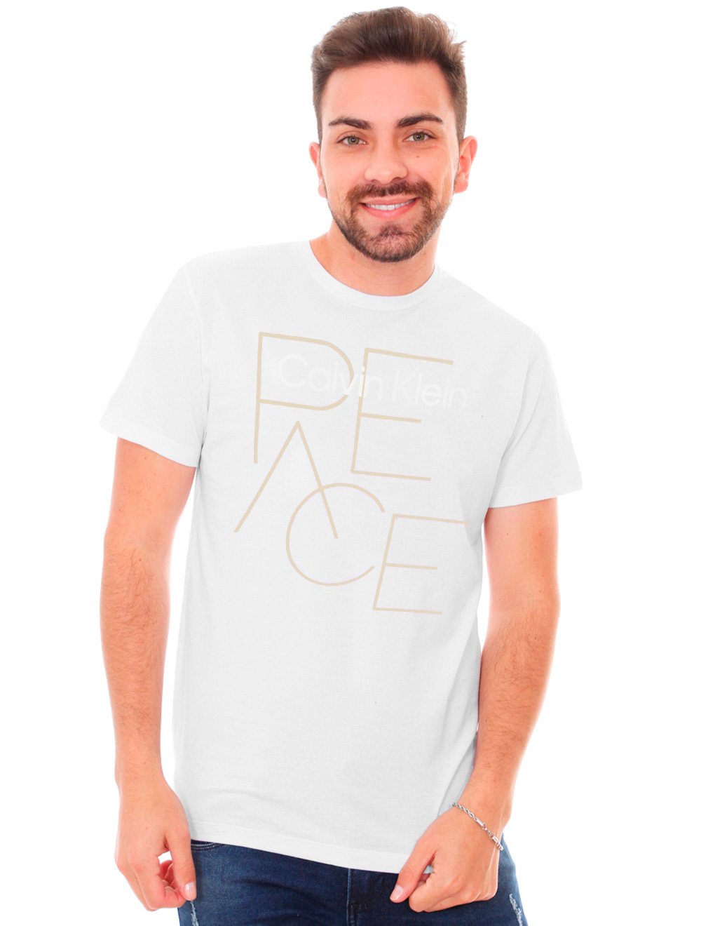 Camiseta Calvin Klein Masculina NY Peace Branca