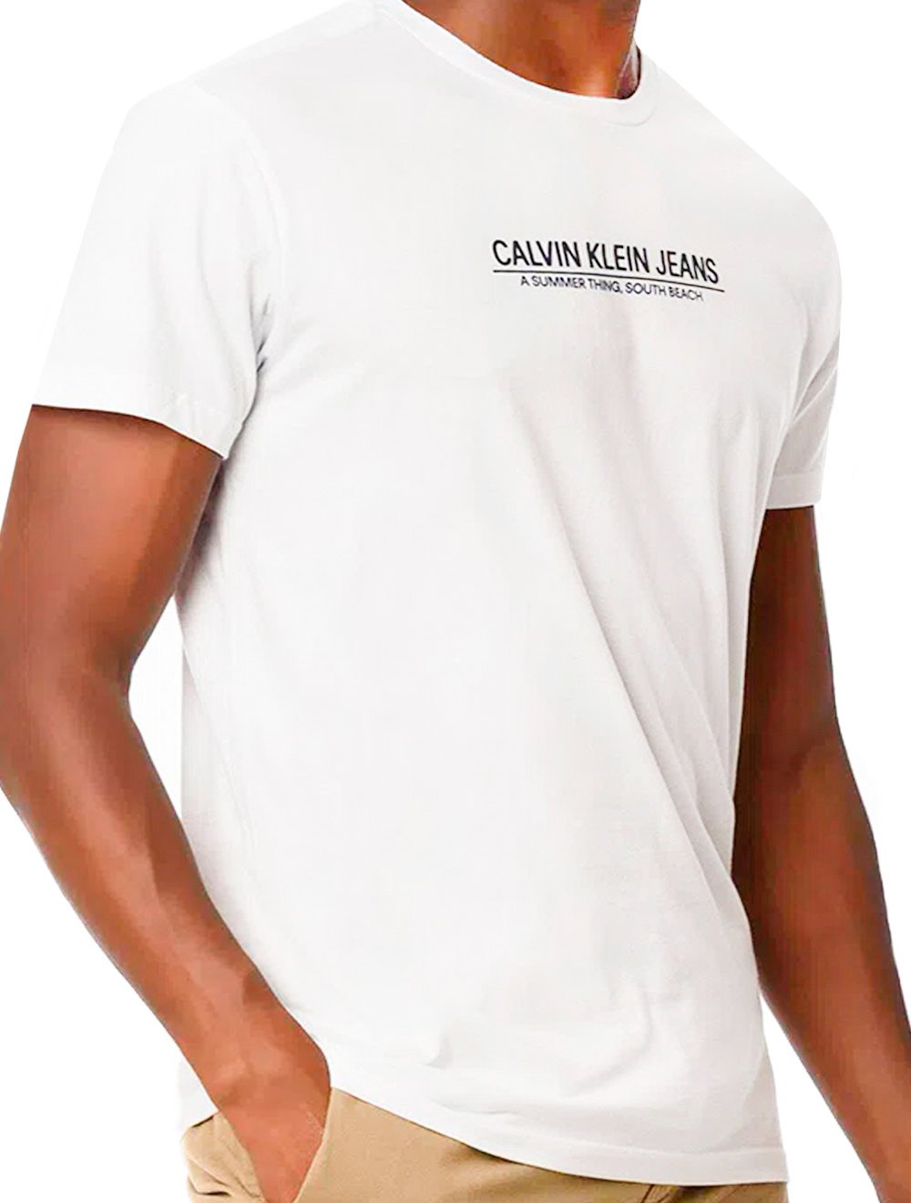 Camiseta Calvin Klein Jeans Masculina New Logo Summer Thing Branca