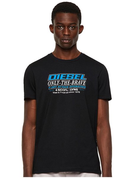 Camiseta Diesel Masculina T-Diegos-K20 Lettering Preta