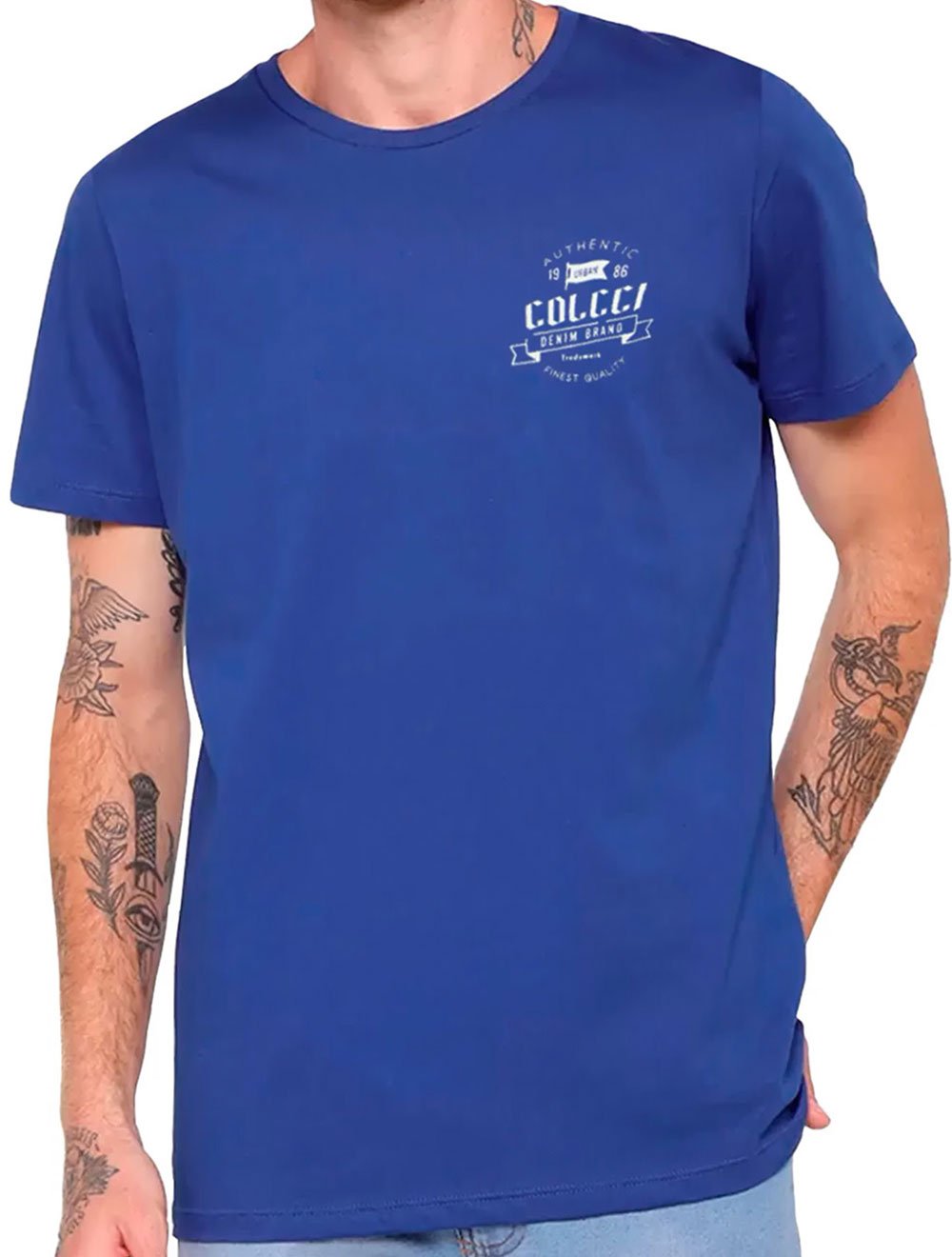 Camiseta Colcci Masculina Authentic Denim Brand Azul Royal