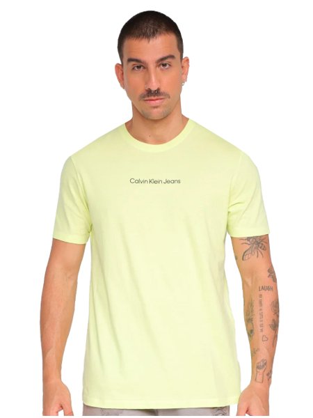 Calvin Klein Camiseta masculina lisa de algodão com gola redonda