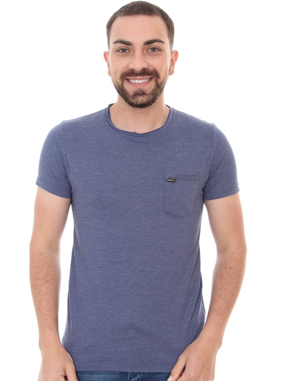 Camiseta Sergio K Masculina Back To Basics Pocket Azul Mescla