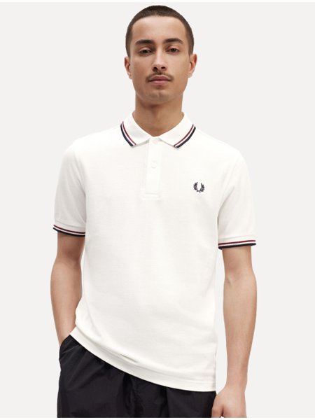 Polo Fred Perry Masculina Piquet Regular Red Navy Twin Tipped Off-White