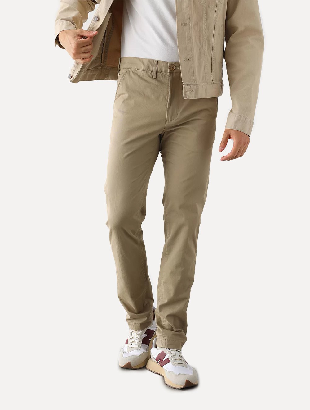 Calça Lacoste Masculina Sarja Chino Slim Fit New Classic Caqui