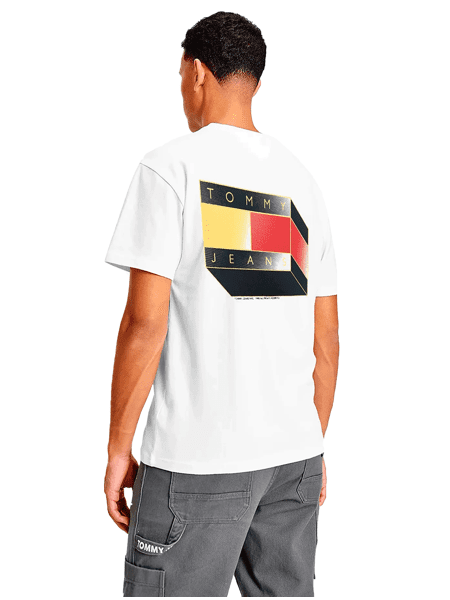 Camiseta Tommy Jeans Masculina 3D Glow Flag Graphic Branca