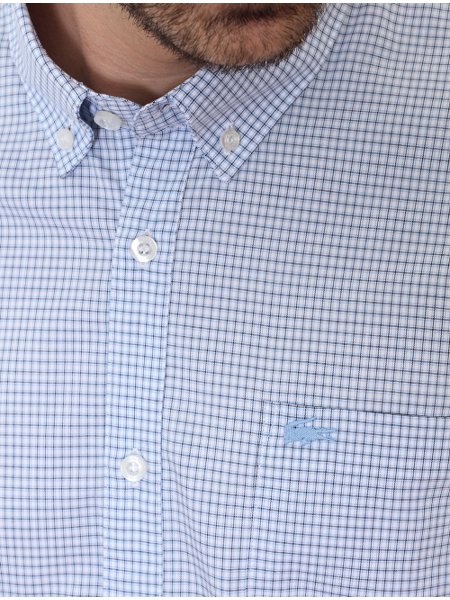 camisa social masculina xadrez azul