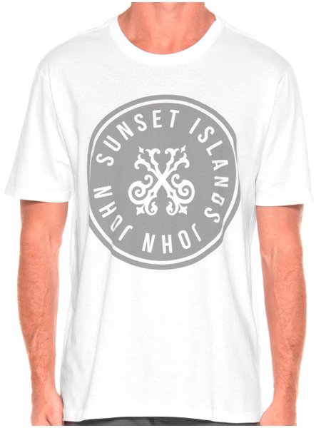 Camiseta John John Masculina Regular Logo Sunset Branca