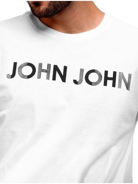 Camiseta John John Masculina Regular Velvet Glam Logo Branca