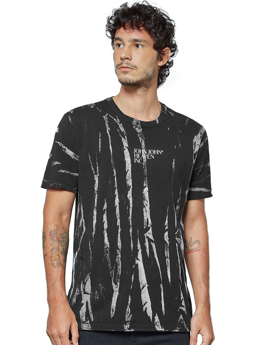 Camiseta John John Masculina Regular Washed Heaven Inc Preta