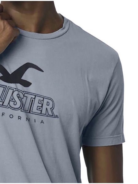 Camiseta Hollister Masculina Outline Graphic Logo Azul