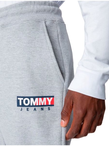 Calça Tommy Jeans Masculina Moletom Entry Graphic Cinza Mescla