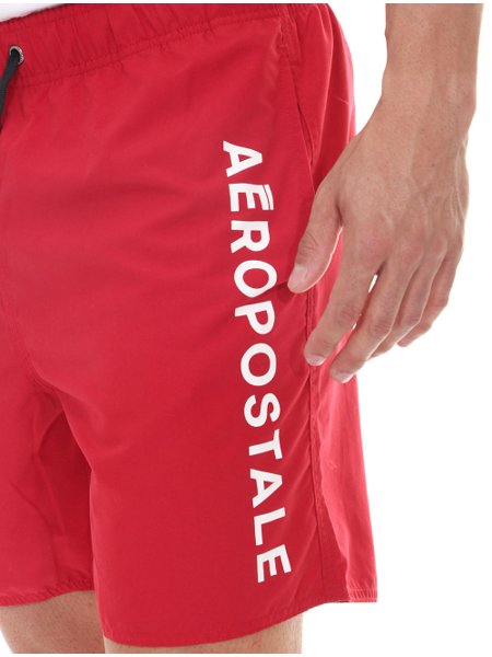 Short Aeropostale Masculino Swimwear Vertical Logo Vermelho