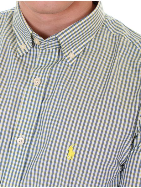 Camisa Ralph Lauren Masculina Custom Fit Poplin Yellow Logo Amarela