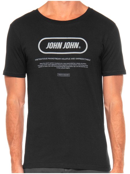 Camiseta John John Masculina Regular New Dirty III Logo Preta