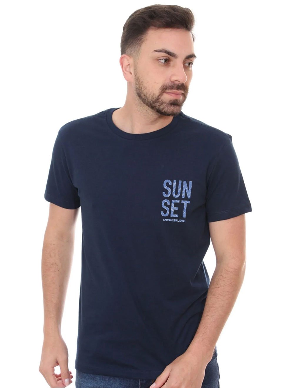 Camiseta Calvin Klein Jeans Masculina Sunset Azul Marinho