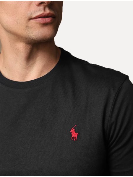 Camiseta Ralph Lauren Masculina Custom Slim Fit Preta