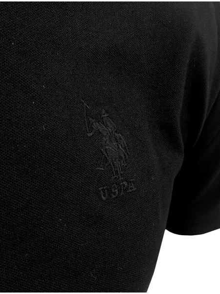Polo U.S. Polo Assn Masculina Piquet Authentic Black Logo Preta