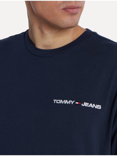 Camiseta Tommy Jeans Masculina Classic Linear Embroidered Chest Marinho
