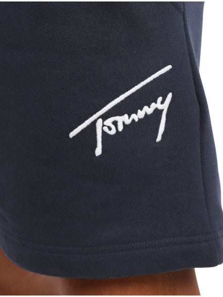Bermuda Tommy Jeans Masculina Moletom Embroidered Signature Azul Marinho