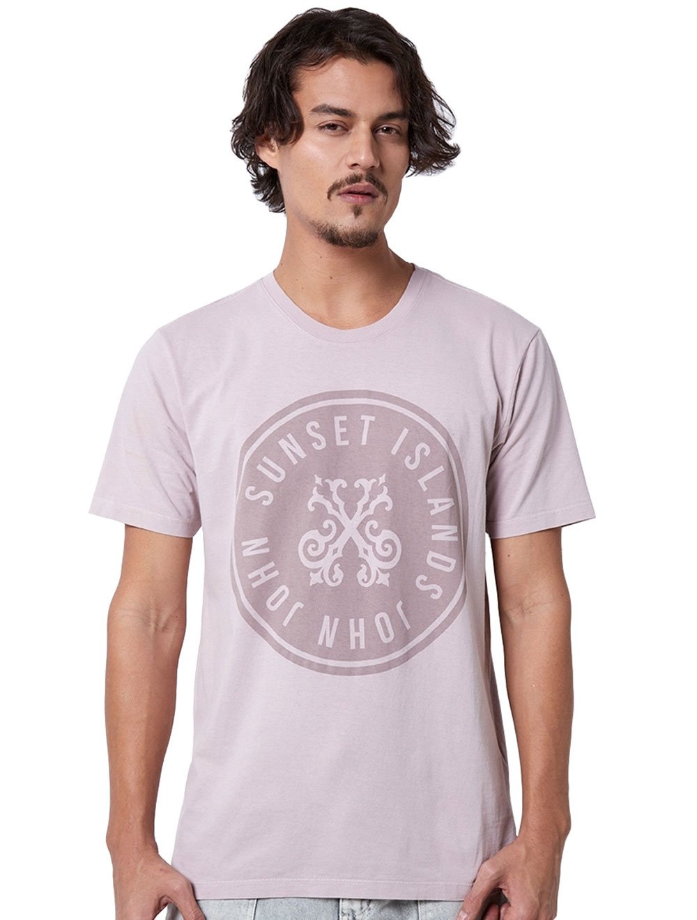 Camiseta John John Masculina Regular Logo Sunset Rosé