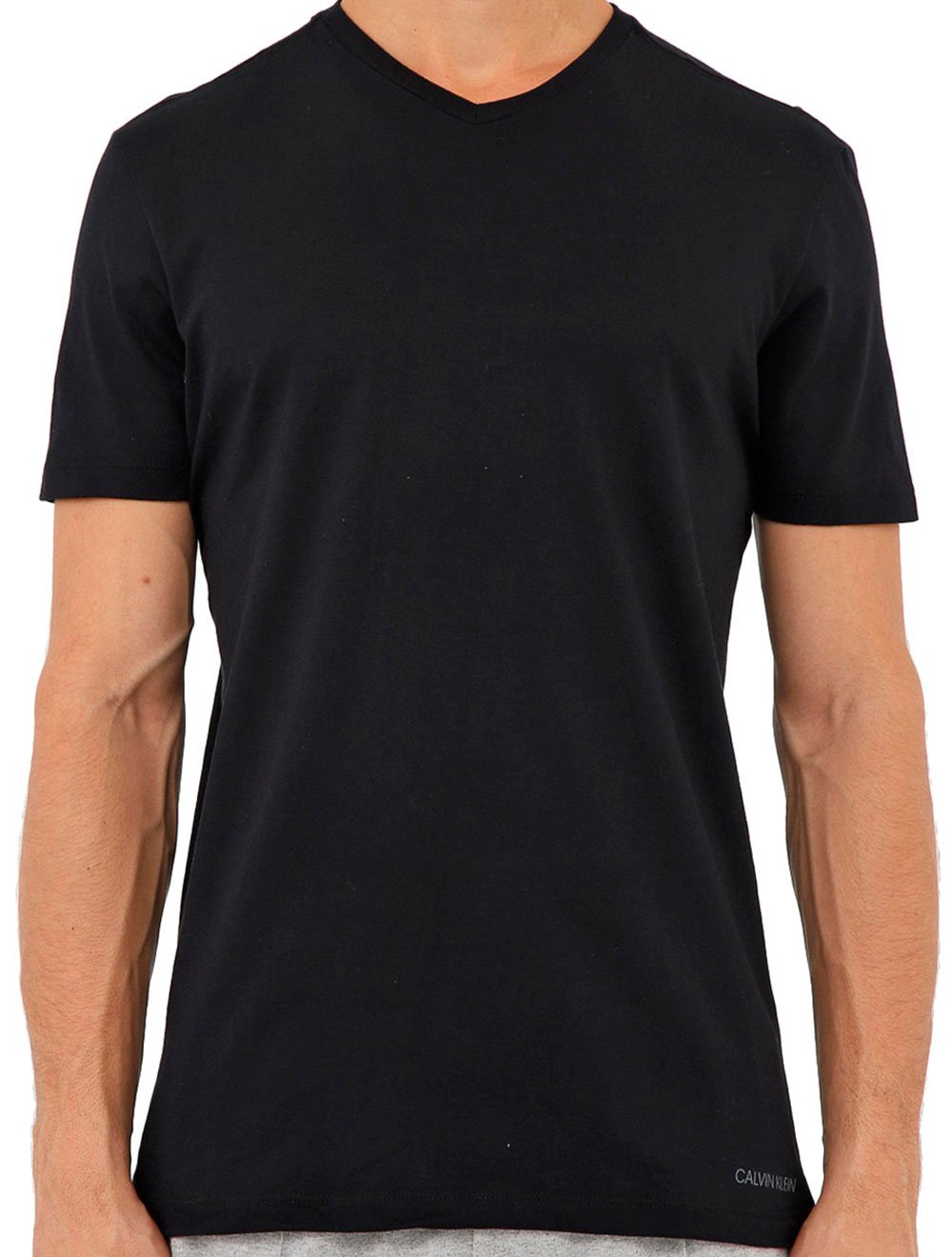 Kit 2 Camisetas Cotton Gola V - Calvin Klein Underwear - Preto