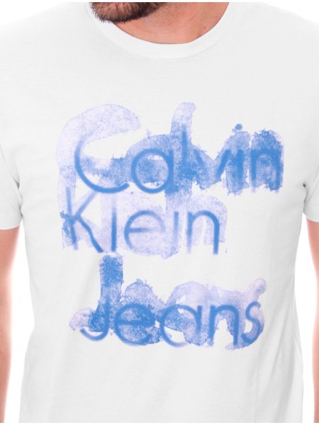 Camiseta Calvin Klein Jeans Masculina Watercolor Branca