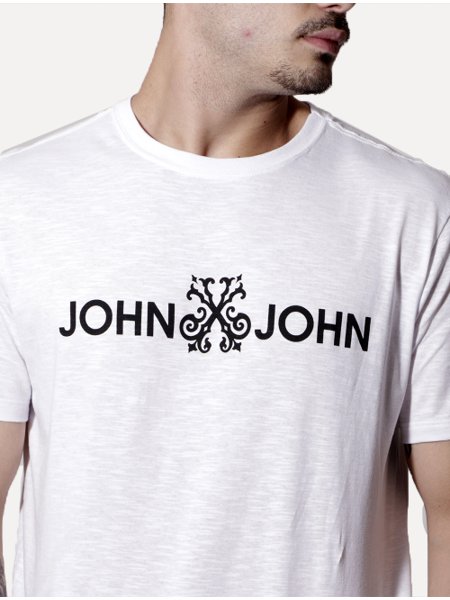 Camiseta John John Masculina JJ Logo Branca, Secret Outlet em 2023
