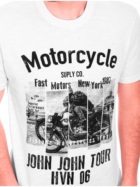 Camiseta John John Moto Branca - Compre Agora