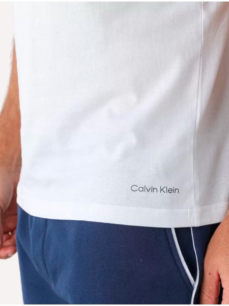 Camisetas Calvin Klein Underwear Masculinas C-Neck Branca Pack 2UN