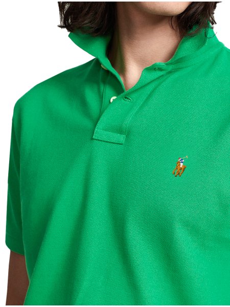 Polo Ralph Lauren Masculina Custom Fit Coloured Logo Verde Bandeira