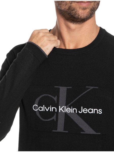 Suéter Calvin Klein Jeans Masculino Tricot Reissue Preto