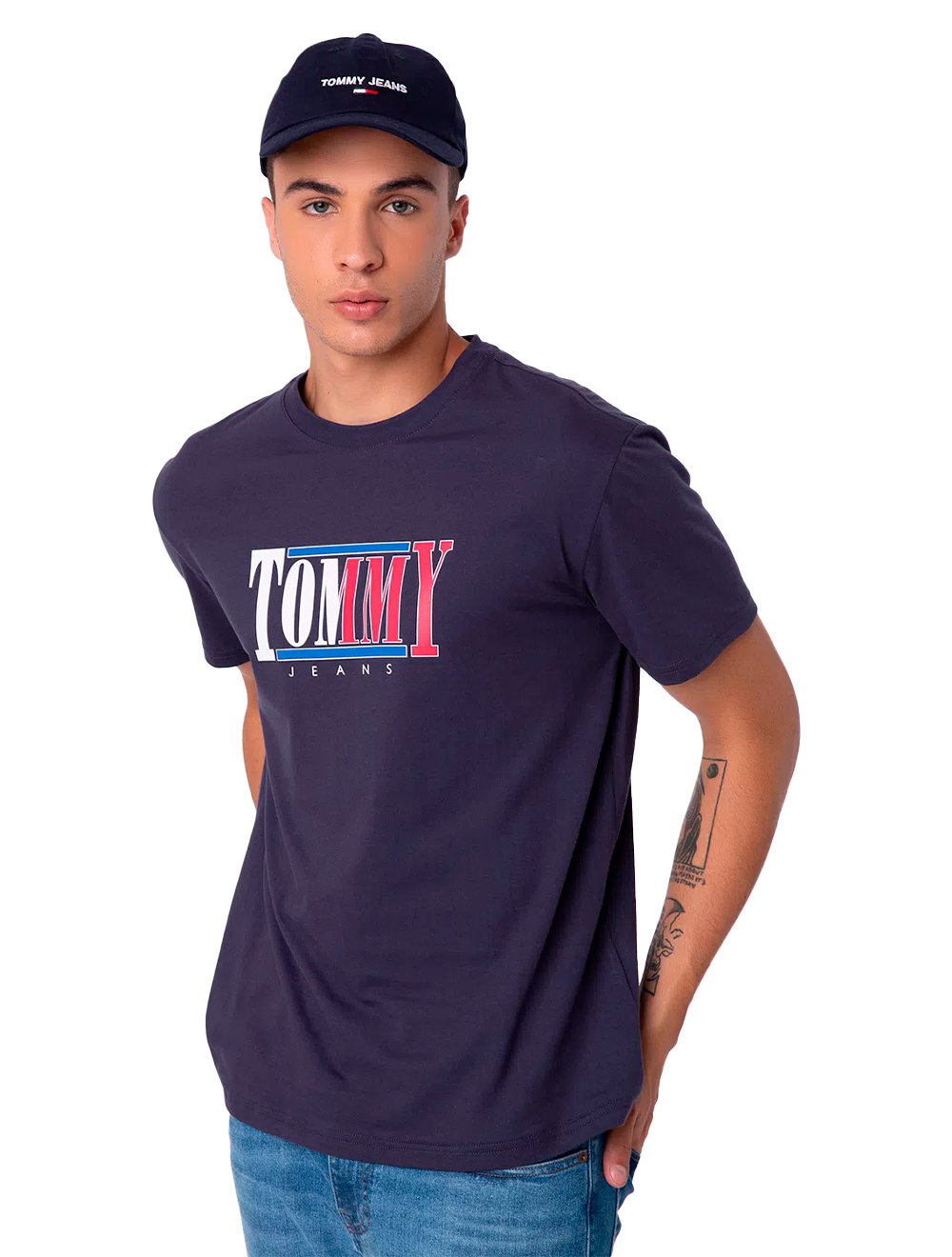 Camiseta Tommy Jeans RWB Centered Logo Azul Marinho