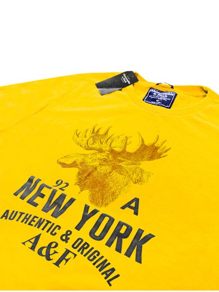 Camiseta Abercrombie Masculina Muscle Moose A92 New York Print Amarela
