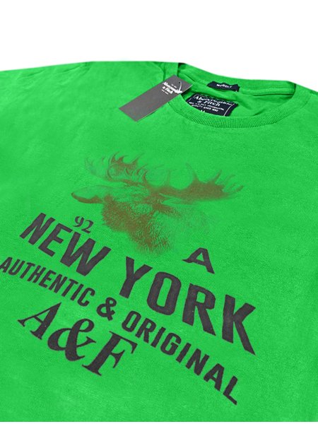 Camiseta Abercrombie Masculina Muscle Moose A92 New York Print Verde