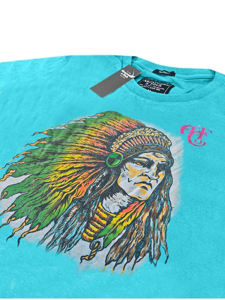 Camiseta Abercrombie Masculina Muscle Sketch Indian Chief Azul Claro