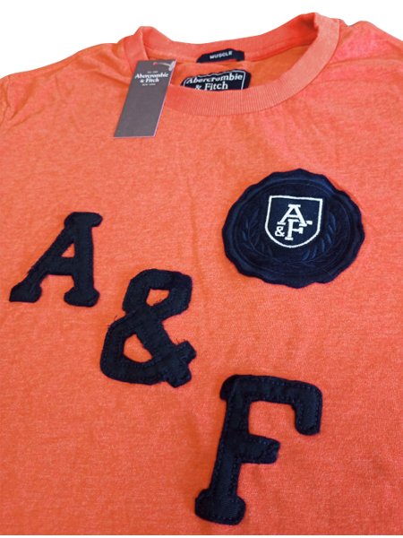 Camiseta Abercrombie Muscle A&F Navy Large Stamp Salmão Mescla