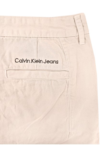 Bermuda Calvin Klein Jeans Masculina Sarja Chino Embroidered Areia