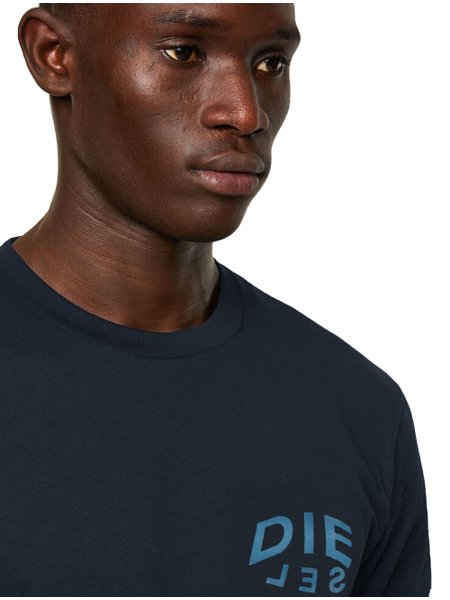 Camiseta Diesel Masculina T-Diegos-N25 Monocolor Azul Marinho
