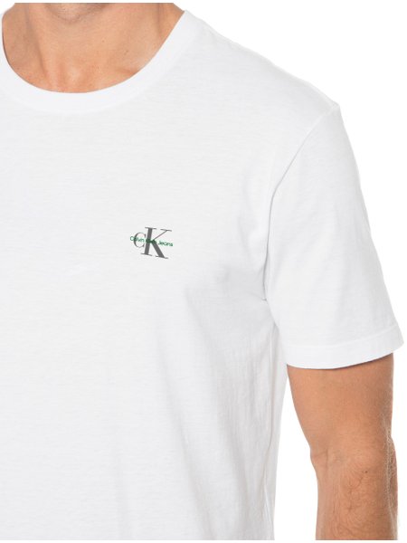 Camiseta Masculina Calvin Klein Original - Com siglas CK - Branca -  Camisetas - Masculino