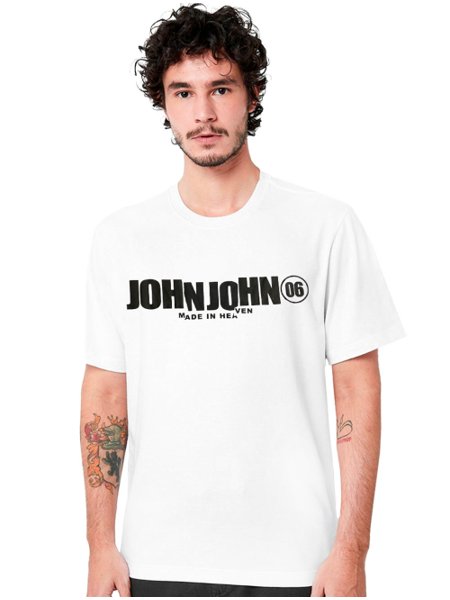 Camiseta John John Masculina JJ Logo Branca, Secret Outlet em 2023