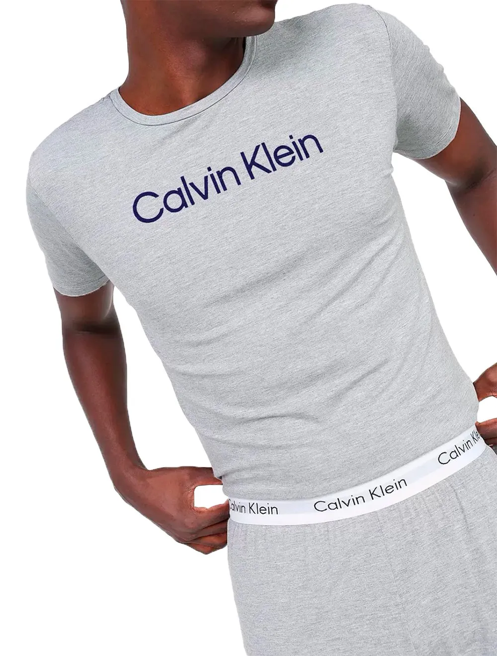 Pijama Calvin Klein Masculino Short Curto Viscolight Cinza Mescla